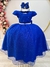 Vestido Infantil Longo Azul Royal Busto Nervura Festas Damas - comprar online
