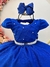 Vestido Infantil Longo Azul Royal Busto Nervura Festas Damas na internet