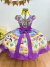 Vestido Infantil Junino Luxo Xadrez Lilás Fogueira Festa São João - Sol Kids