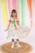 Vestido Infantil Junino Luxo Dois Corações Laranja
