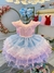 Vestido Infantil Rosa Busto Nervura Saia Babados Coloridos - comprar online