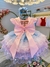 Vestido Infantil Rosa Busto Nervura Saia Babados Coloridos - Sol Kids