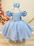 Vestido Infantil Azul Claro C/ Busto Nervura Daminhas Festas - comprar online