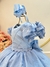Vestido Infantil Azul Claro C/ Busto Nervura Daminhas Festas - Sol Kids