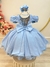 Vestido Infantil Azul Claro C/ Busto Nervura Daminhas Festas - loja online
