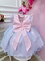 Vestido Infantil Stitch Angel Rosa Tule Azul Glitter C/ Led - Sol Kids