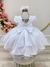 Vestido Infantil Branco C/ Tule Pipoquinha Daminhas Festas - Sol Kids