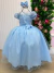 Vestido Infantil Longo Daminhas Formatura Azul Bebe - Sol Kids