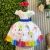 Vestido Infantil Aquarela Branco C/ Manga Festas e Formaturas
