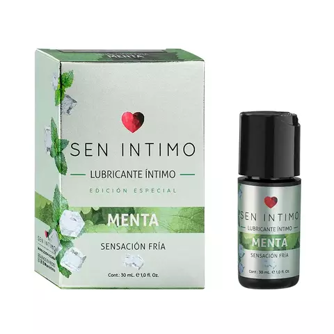 Lubricante íntimo frío sabor menta de la marca Sen Íntimo, 30 ml.