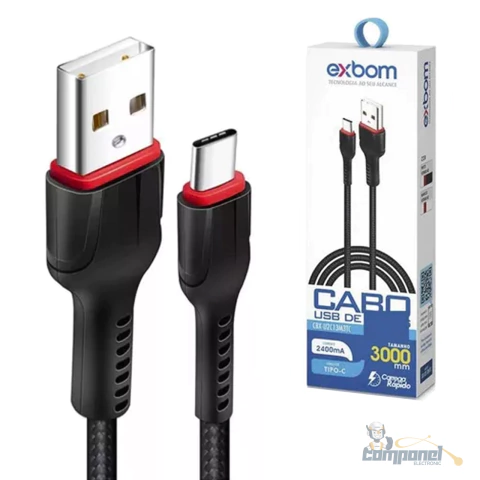 Cabo USB Tipo C 2.4A Turbo 3.0M Ultra Performance EXBOM - comprar online