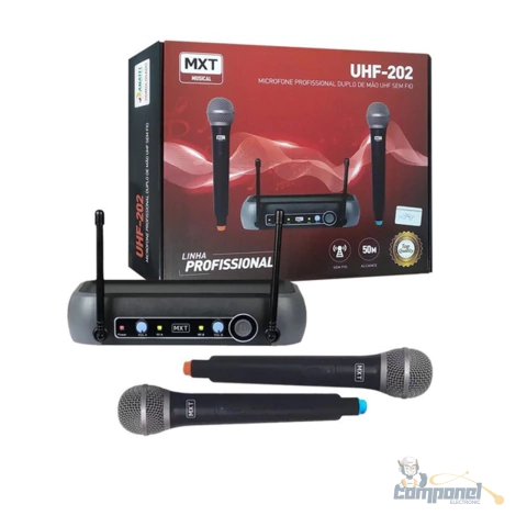 Microfone Sem Fio Profissional Duplo MXT UHF-202 - comprar online