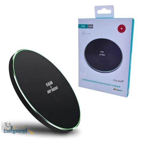 Carregador por Indução FCA-QW17 Fam Potência 15W Carregamento Rápido Base Antiderrapante e Compatibilidade Universal - comprar online