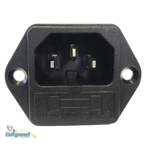 Jack macho de painel 2p+t com 3 terminais porta-fusível integrado conector seguro para instalações