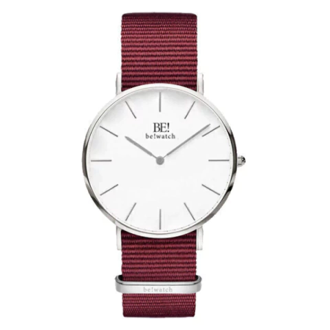 Relógio Minimalista Rosely Silver Pulseira de Nylon Nato Bordo 40mm Aço Inoxidável banhado a titânio
