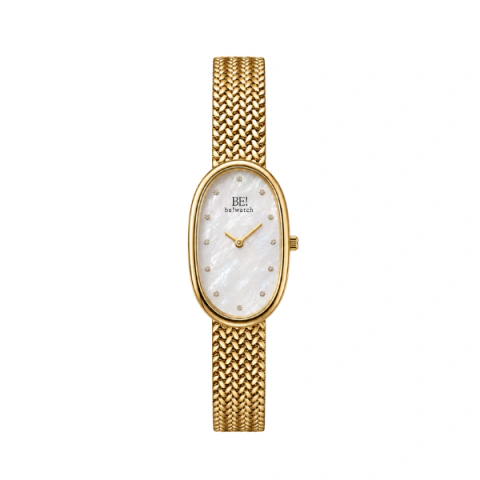 Relógio LaLu Feminino Perolado Dourado Branco Sunray