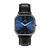 Relógio Minimalista Quadrado Square Dallas Blue Azul Pulseira de Couro Preto 40mm Clássico Aço Inoxidável banhado a titânio