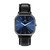 Relógio Masculino Quadrado Minimalista Square Dallas Blue Pulseira Couro Preto 40mm Aço Inoxidável banhado a titânio