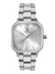 Relógio Masculino Quadrado Minimalista Field Link Prata Fundo Prata Pulseira Prata 40mm Aço Inoxidável banhado a titânio