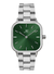 Relógio Masculino Quadrado Minimalista Field Link Green Pulseira Prata 40mm Aço Inoxidável banhado a titânio