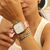 Relógio Feminino Quadrado Minimalista Classic Pulseira Nylon Nato Rosa 40mm Aço Inoxidável banhado a titânio na internet