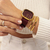 Kit Relógio Feminino Quadrado Square Wine Pulseira Dourada 40mm + Pulseira Nylon Nato Vinho 22mm