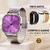 Relogio Feminino Quadrado Square Pulseira Prata Bays Purple + Brindes