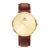 Relógio Masculino Minimalista Gold Petite Full Pulseira de Couro Marrom 40mm Aço Inoxidável banhado a titânio