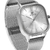 Imagem do Relógio Feminino Quadrado Minimalista Bays Unitone Kit Pulseira Prata Silver 40mm + Pulseira Nylon Nato Listras 22mm