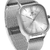Relógio Feminino Quadrado Square Minimalista Bays Unitone Pulseira Prata + Pulseira Nylon Nato Listras 40mm - loja online