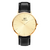 Relógio Feminino Minimalista Petite Full Gold Pulseira de Couro Preto 40mm Aço Inoxidável banhado a titânio