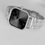 Relógio Masculino Quadrado Minimalista Field Link Preto Fundo Preto Pulseira Prata 40mm Aço Inoxidável banhado a titânio - comprar online