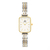 Relógio Feminino Quadrado Square Shine Bicolor Aço Inoxidável Dourado e Prata