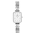 Relógio Feminino Quadrado Square Shine Prata Aço Inoxidável Gomos