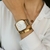 Relógio Feminino Quadrado Charm Gold 40mm Aço Inoxidável banhado a titânio na internet