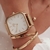 Relógio Feminino Quadrado Charm Gold 40mm Aço Inoxidável banhado a titânio - loja online