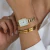 Relógio Feminino Quadrado Square Shine Gold Aço Inoxidável banhado a titânio Gomos - comprar online