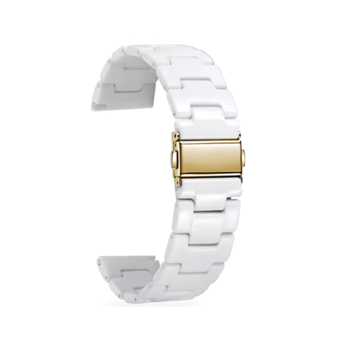 Pulseira de Gomos Branco 20mm - Fecho Dourado - comprar online