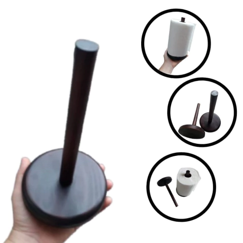 Suporte Porta Papel Toalha em Madeira para Casa Cozinha cor Imbuia