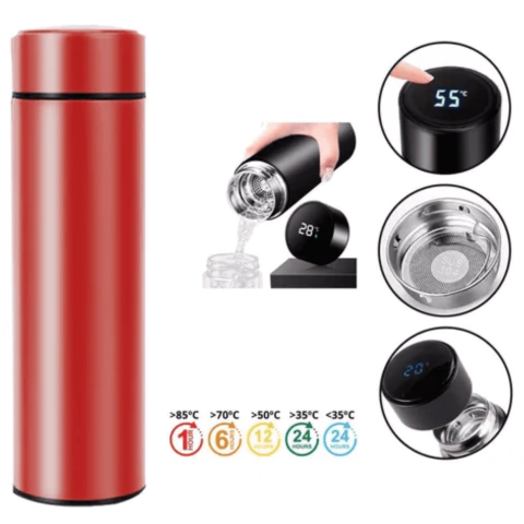 Garrafa Térmica 500ml Com Medidor De Temperatura Digital Led
