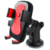 Suporte celular veicular com ventosa, ideal para painéis de carro, nas cores preto e vermelho.