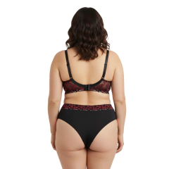 Conjunto Negro Hojas Rojas - Allegra María Lingerie
