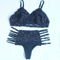 Conjunto Bralett Negro y Rosa - tienda online