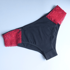 Camisolin Rojo y Negro + bombacha - Allegra María Lingerie