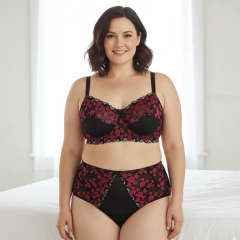 Conjunto Negro Hojas Rojas - comprar online