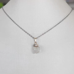 Colar Quartzo Cristal Corrente de Aço - loja online