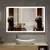 Espejo Horizontal con Luz LED y Reloj Marco Negro 80x120 HKM1003