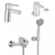 Combo Grifería de Baño Peirano Adra Lavatorio Bajo, Bidet, Ducha Extraible con Transferencia Monocomando 60/70/83-203