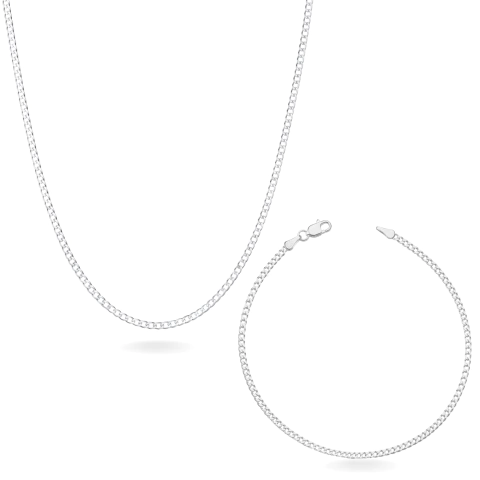 Conjunto Corrente e Pulseira Grumet 2mm - Prata Italiana