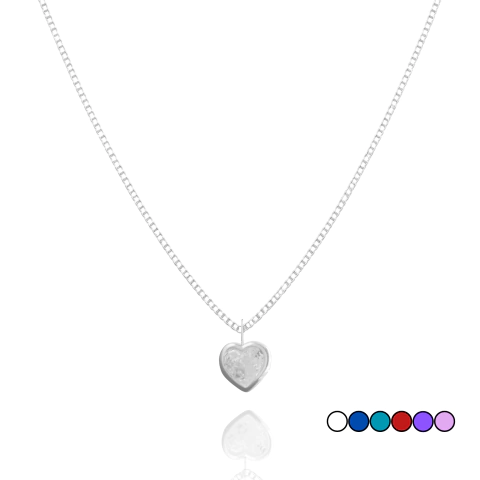 Colar Coração Cores - Prata Italiana